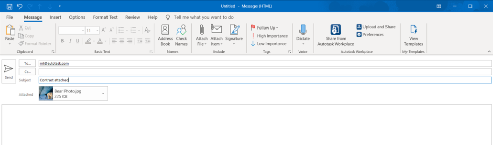 autotask outlook add in